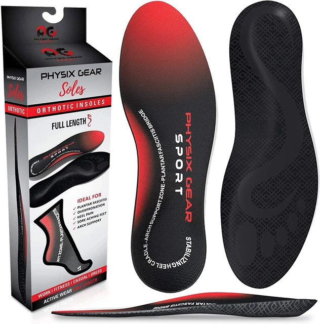 Physix Gear Sport Inserti Ortopedici A Lunghezza Intera Con Supporto Arco Grande, 1 Paio