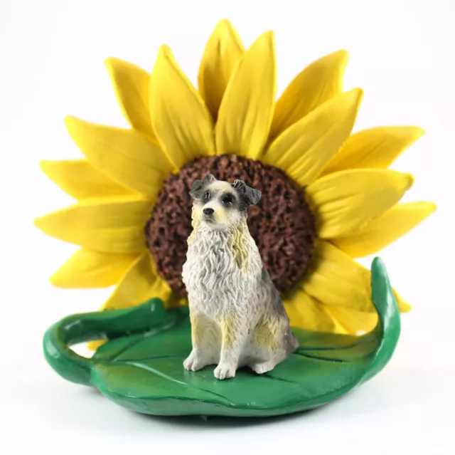 Australian Shepherd Sunflower Figurine Blue Docked