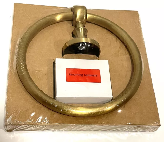 Restoration Hardware Lugarno Towel Ring Aged Brass New