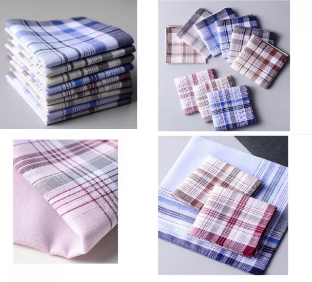 Men Mens HANDKERCHIEFS 100%Pure Cotton Pocket Square Hanky Handkerchief New Bulk