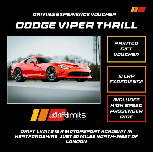 Valentines Gift - Dodge Viper 12 Lap Driving Experience Voucher - 50% off
