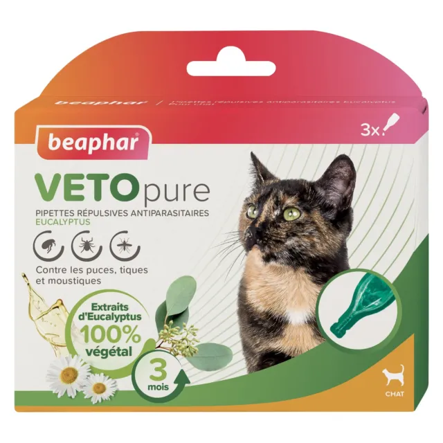 BEAPHAR – VETOPURE – Pipettes répulsives antiparasitaires pour chat – Aux ext...