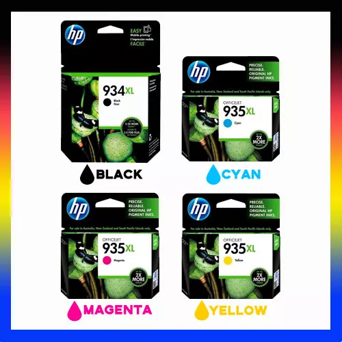 4x Genuine Original 934XL-BK+935XL C/M/Y High Yield HP Officejet PRO 6230/6830