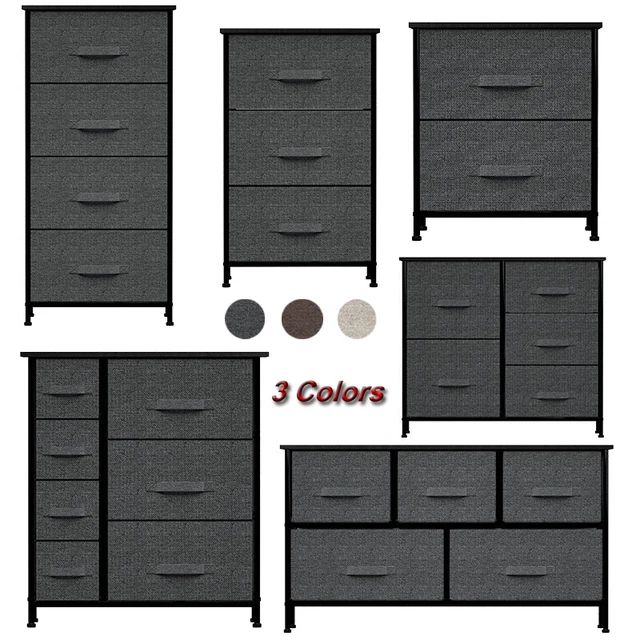3/4/5/7 Drawers Dresser Tower Fabric Storage Chest Unit Organizer w/ Wood Top