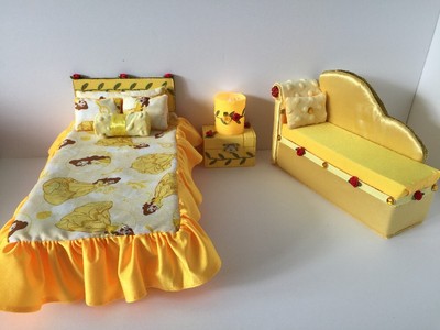 Barbie,Ever After High.furniture Bedroom Set:Bed,sofa,lamp:Beauty and the Beast 12