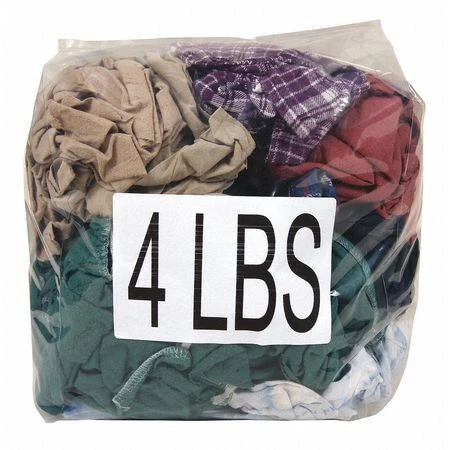 Zoro Select G350004bg Recycled Cotton Cloth Rag 4 Lb. 7-9/10" X 9-4/5", Assorted