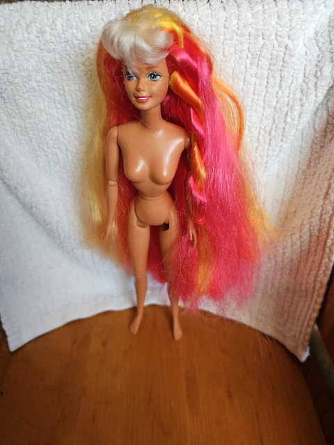 Mattel Barbie Doll Hula Hair Articulated Joints Rainbow Hair