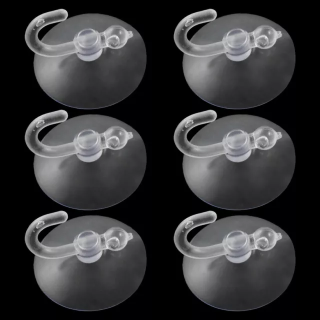 30mm Clear Blue Kitchen Bathroom Suction Cup Towels Hooks 6 Pcs