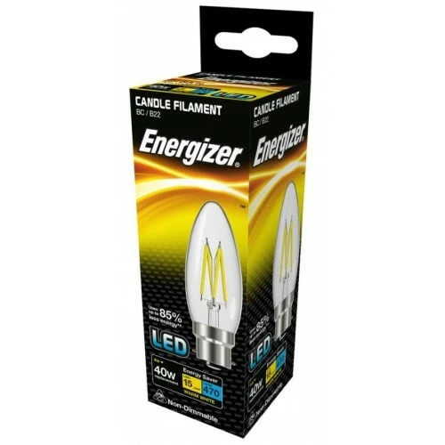 Energizer 4W = 40W Filament LED Kerze Glühbirne Lampe Bajonett BC B22