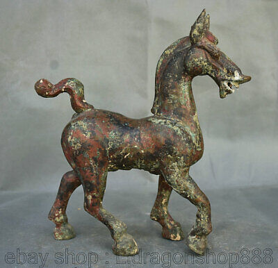 9.8 "Vieux Bronze Chine Ware Dynastie Zodiaque Animal Stand Cheval Succès Statue