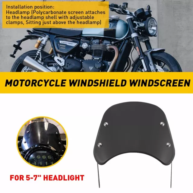 Universal Windshield Windscreen Screen Deflector For Motorcycle 5-7'' Headlight