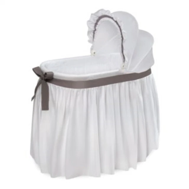 Wishes Oval Bassinet - Full Length Skirt - White/Gray Wishes Oval Bassinet - Full Length Skirt - White/Gray
