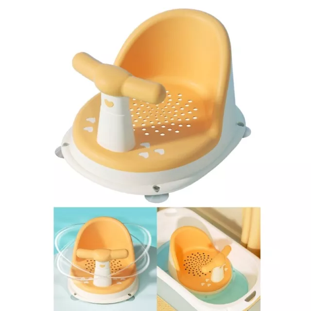 Cute Baby Bathing Suction Cup Chair Hollowed Out Bathtub for Infants 6-18M