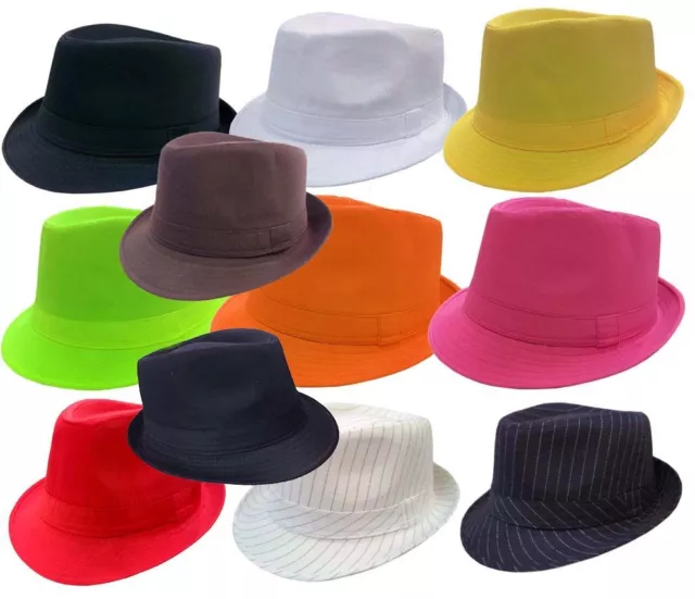 Fedora Trilby Gangster Fedora Bucket Hat Men Women Solid Cap