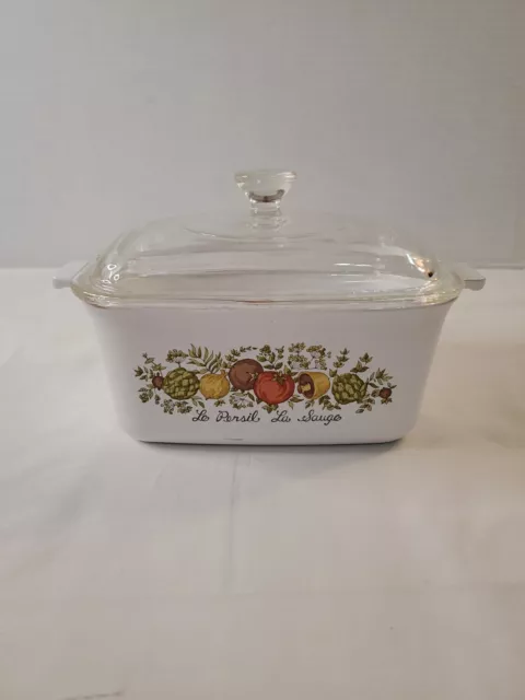 VTG Corning Ware Spice Of Life P-4-B Casserole 1 1/2 Qt w/Lid Le Persil La Sauge