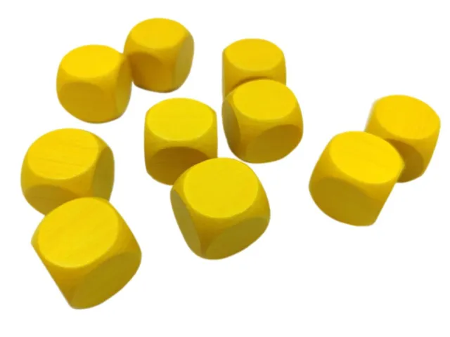 10x Dados de Madera Dados Cubos Madera Seis Caras 20mm Juego 10 dados AMARILLO 3