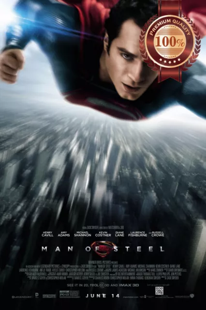 Man Of Steel 2013 Superman Flying Original Cinema Movie Print Premium Poster