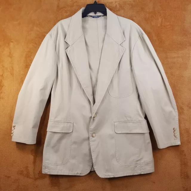POLO RALPH LAUREN Mens Blazer Large Tan Chino Sports Jacket Coat 100% Cotton