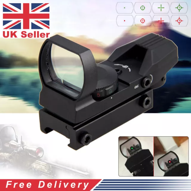 11mm Holographic Reflex Sight Air Rifle Crossbow Red Green Dot Hunting Scope UK