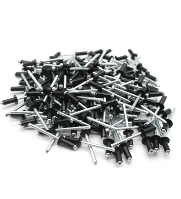500 pz RIVETTI ALLUMINIO A STRAPPO NERI 4x10x8mm