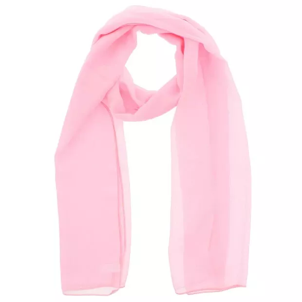 Ladies Womens Plain Chiffon Baby Pale Pink Elegant Evening Head Neck Shawl Scarf