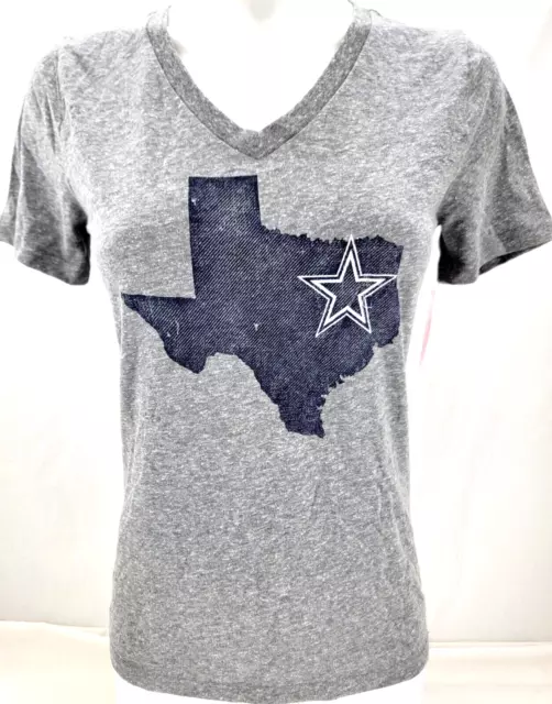 NEW Dallas Cowboys Her Style NFL Heathered Gray SS V-Neck Shirt Womens M