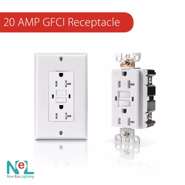 15A/20A GFCI GFI Safety Outlet Receptacle, Tamper and Weather Resistant, White