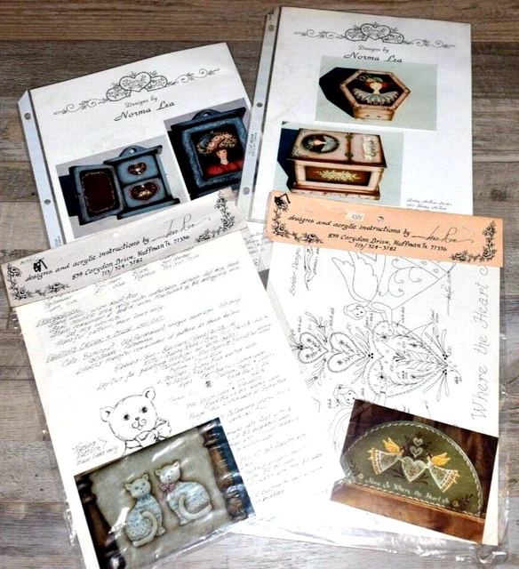 4 Nuevos Apliques Patrón de Muebles Gato Ángeles Mujer Victoriana Pintura Diseños de Madera
