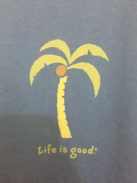 LIFE IS GOOD WOMEN´S BLUE cotton t-shirts sz L Short Sleeve "Palm"