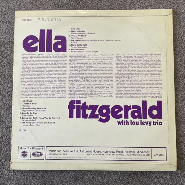 Ella Fitzgerald Self Titled Vinyl LP Record - MFP MONO 1203 1966 Excellent 2