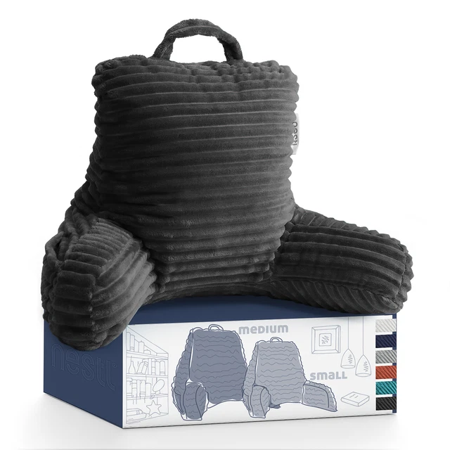 Cut Plush Striped Reading Pillow Shredded Memory Foam Bed Rest Pillow with Arms 2