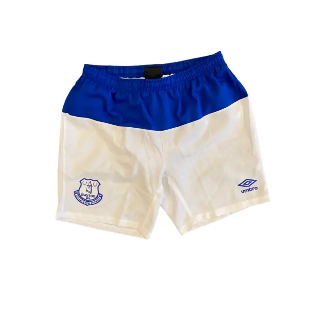 Pantaloncini da calcio Everton per bambini (taglia 11-12y) Umbro bianchi da casa - nuovi