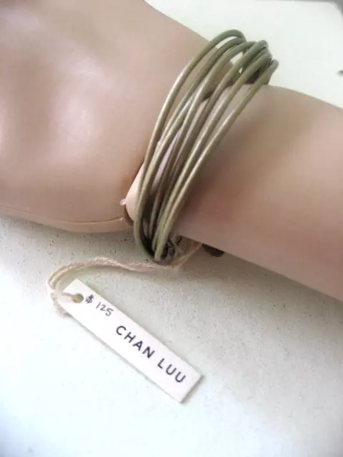 Chan Luu Bracelet 8 Strand Cuff Shimmery Brown Leather Mega Sterling Silver $125