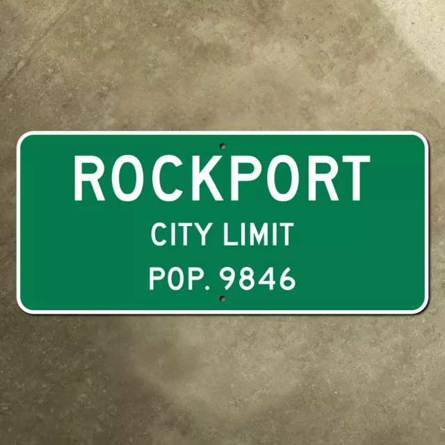 Rockport Texas city limit highway marker road sign 1978 green 27x12