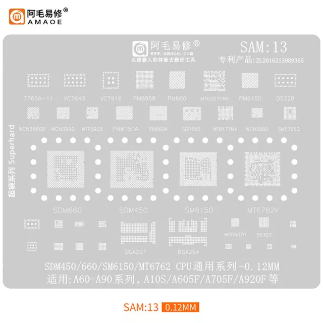 Amaoe BGA Reballing Stencil SAM13 For A60-A90 A10S A920F SDM450 660 A605F SM6150