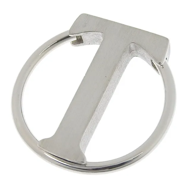 Tiffany & Co Sterling Silver Atlas T Keychain Key Ring in Pouch Box