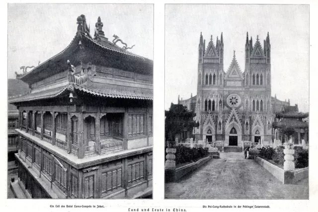 China: Dalai Lama Tempel in Jehol &  Pei-Tang-Kathedrale in Peking von 1911