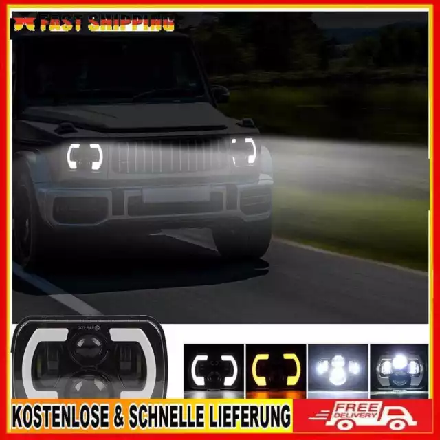 5x7 LED Headlight w/ DRL Turn Signal Indicator for Jeep Wrangler YJ Cherokee XJ