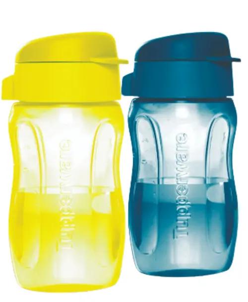 Tupperware Aqua Safe Botellas con tapa abatible de 310 ml, multicolor...