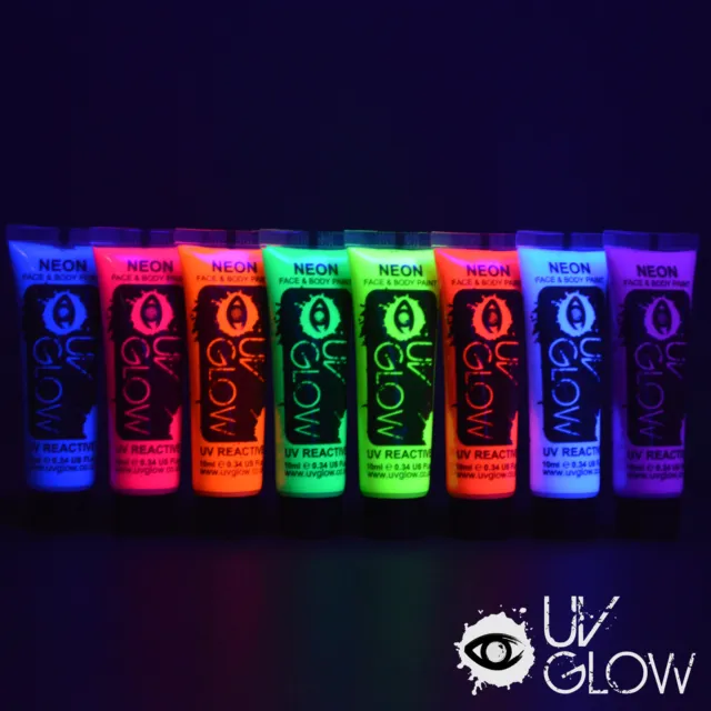 UV Glow Neon Gesichtsfarbe Körperfarbe 10ml - 24er Set fluoreszierendes Festival Make-up