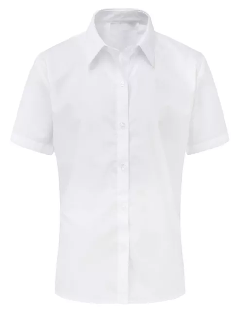 Girls School Shirt Uniform Short Sleeve White Sky Blue Twin Pack Age 2-18 Years