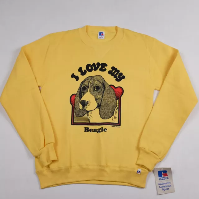 Vintage Original "I Love My Beagle" Adult S Graphic Yellow Sweatshirt