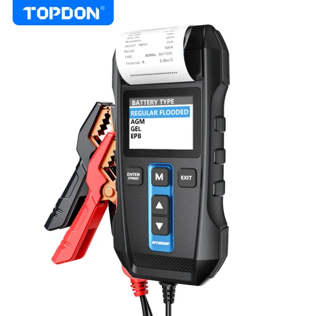 TOPDON BT300P 12V 24V Digital Battery Tester with Printer for Car Duty Truck
