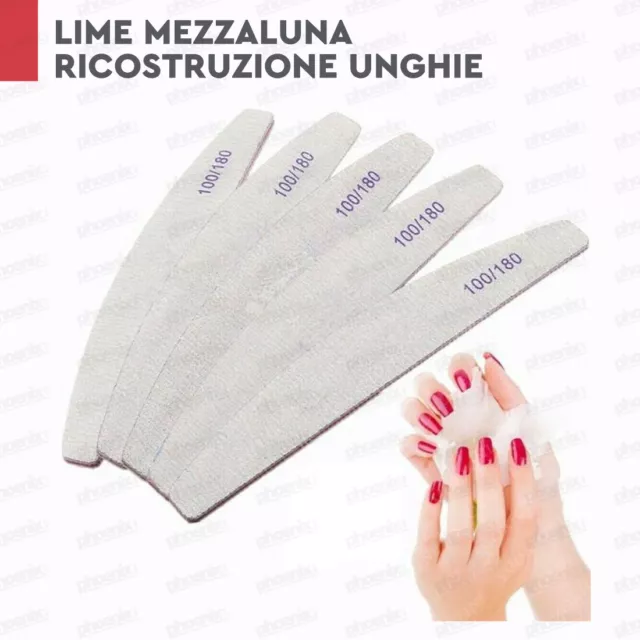 Lime Mezzaluna Grana 100/180 Ricostruzione Unghie Gel Uv Nail Manicure