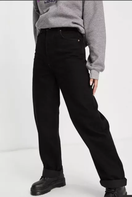 TOPSHOP ONE HIGH Waisted Oversized Mom Jeans in Washed Black UK8 W26 L28  RRP46 £22.00 - PicClick UK