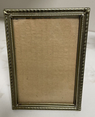 Vintage  Brass Easel Back or Hang Picture Frame Photo 5 x 7