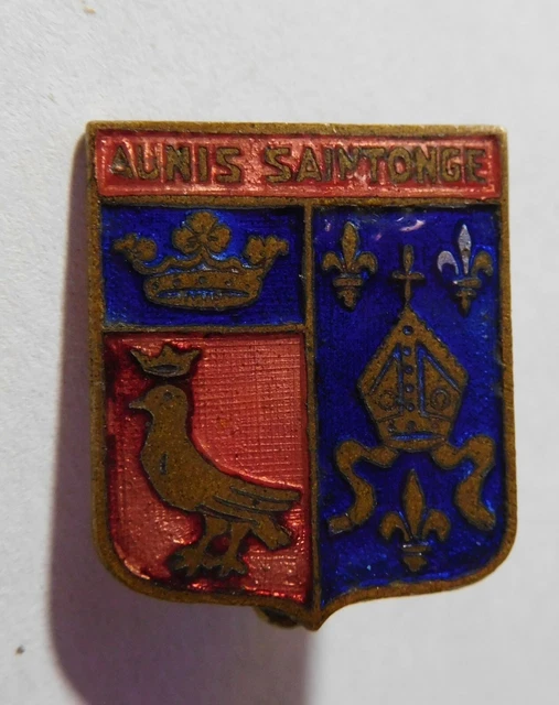 Broche Ancienne émaillée - Blason De La Ville D'Orléans - Cuivre - Bleu Et Blanc - Très Bon état