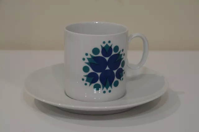 Thomas Germany Porcelain Coffee Cup And Saucer Pinwheel Blue x 6 2