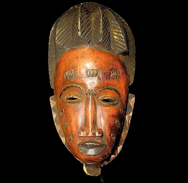 African Tribal Face Mask Wood Hand Carved Vintage Wall Hanging Guro Mask-5458