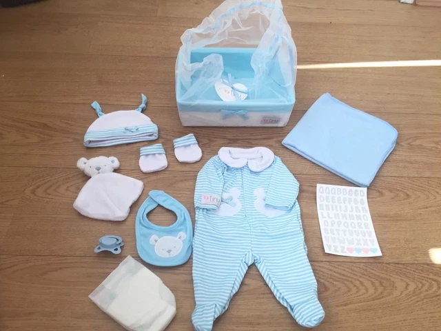 CHAD VALLEY TINY Treasures Doll Clothes, Blue Gift Set With Dummy